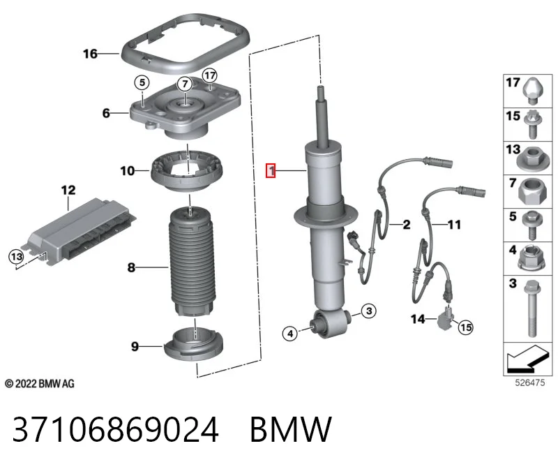 37106869024 BMW Amortiguador trasero derecho