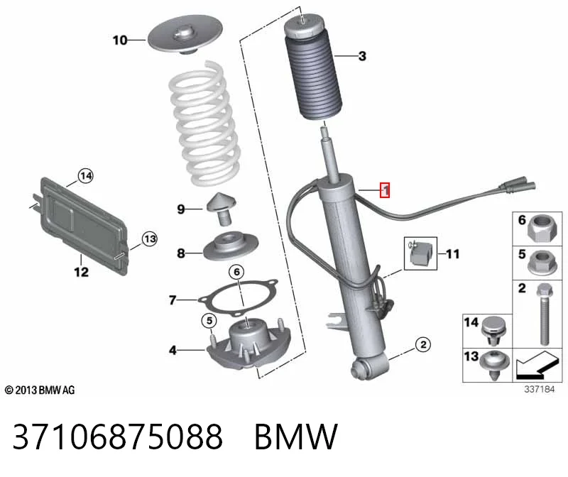 37106875088 BMW Amortiguador trasero derecho