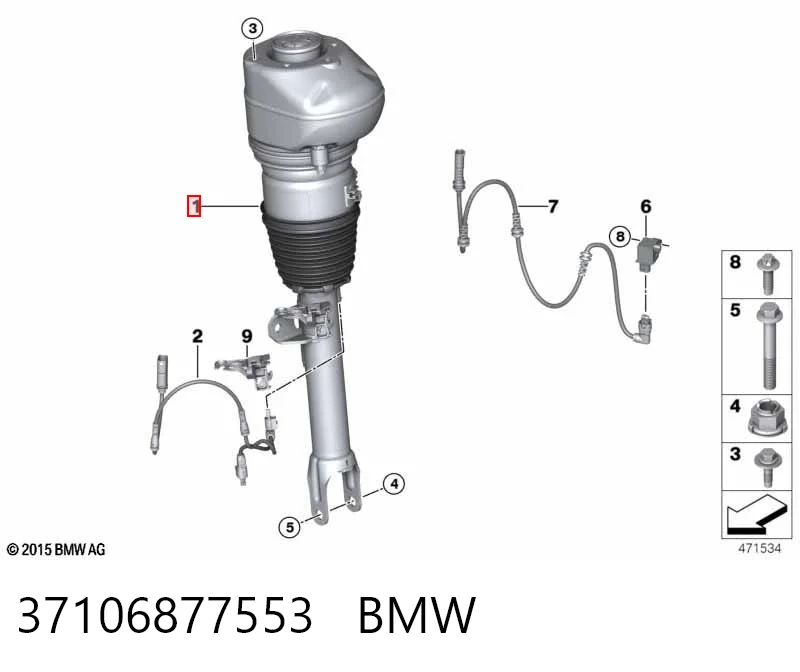 37106877553 BMW Amortiguador eje delantero izquierda