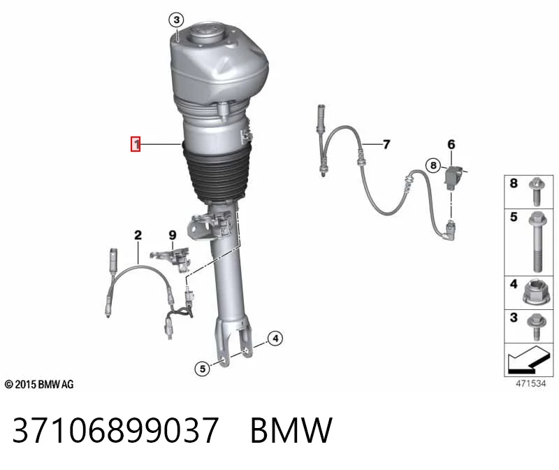 Amortiguador delantero izquierdo 37106899037 BMW
