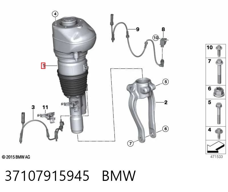 37107915945 BMW Amortiguador frontal izquierdo