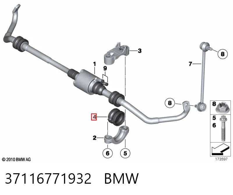 37116771932 BMW Buje de barra estabilizadora delantera