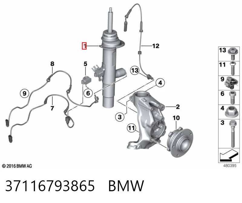37116793865 BMW Amortiguador frontal izquierdo