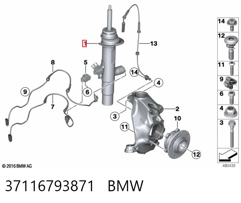 37116793871 BMW Amortiguador frontal izquierdo
