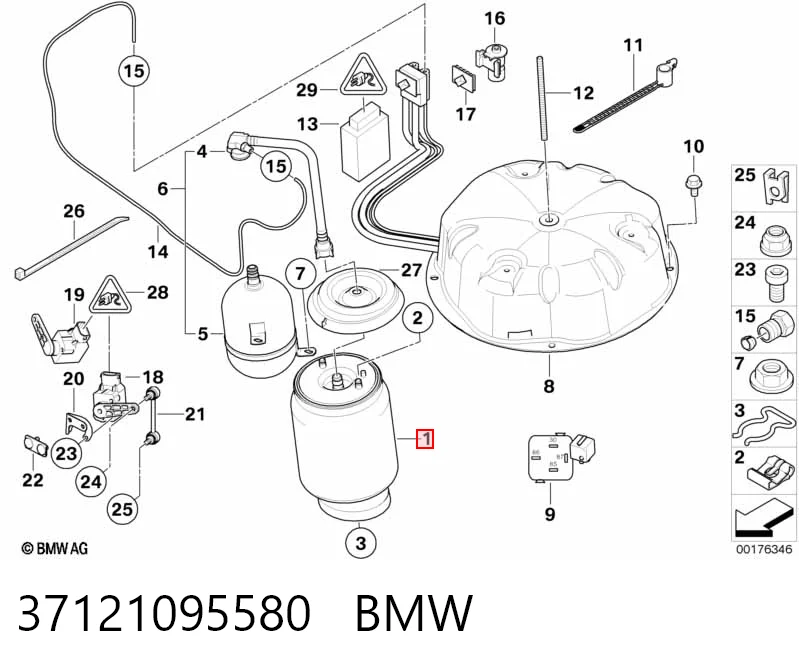37121095580 BMW Bolsa de aire del eje trasero