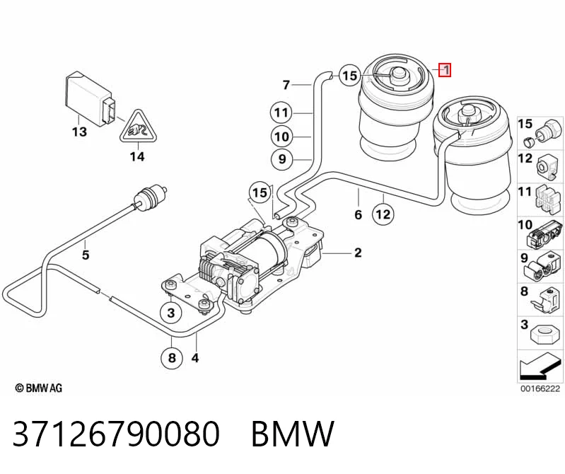 37126790080 BMW Bolsa de aire del eje trasero