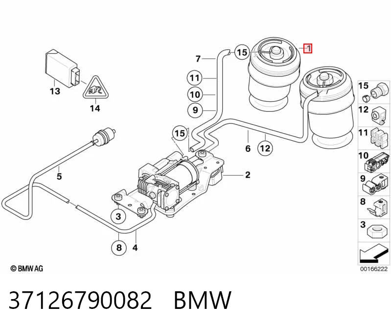 37126790082 BMW Bolsa de aire del eje trasero