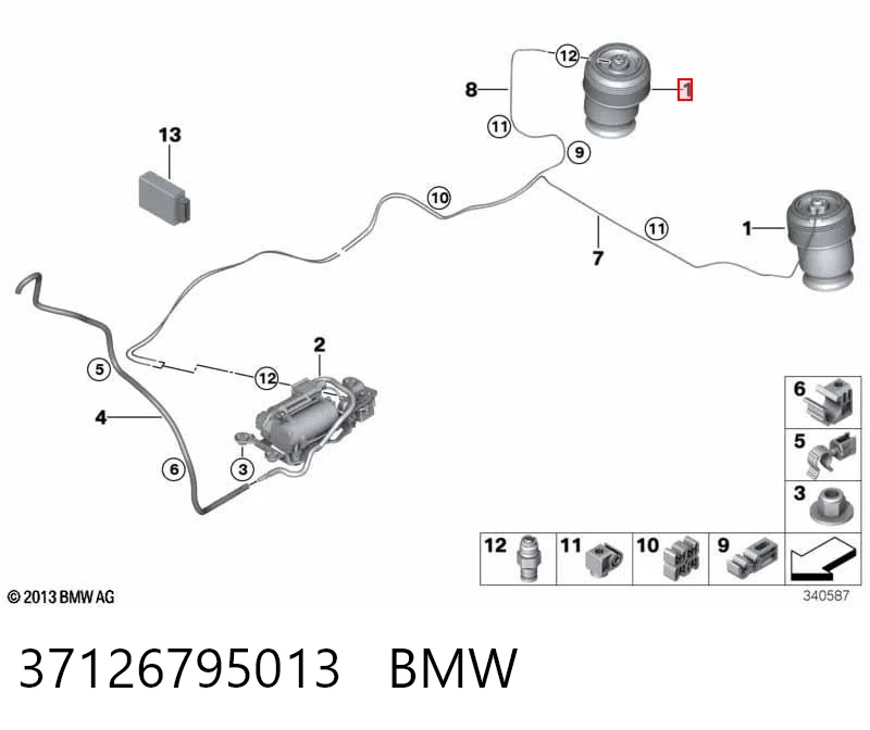 37126795013 BMW Bolsa de aire del eje trasero