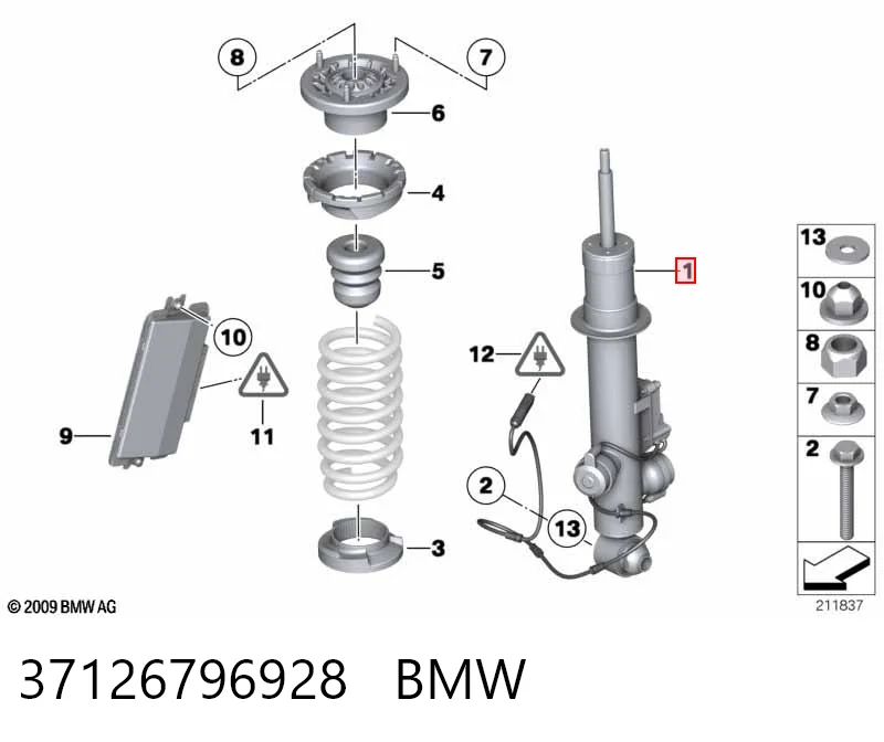 37126796928 BMW Amortiguador trasero derecho