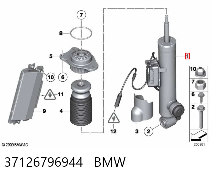 37126796944 BMW Amortiguador trasero derecho