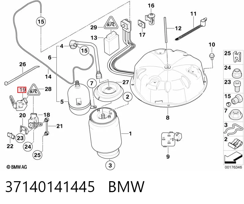 37140141445 BMW Sensor de nivel de carrocería trasero