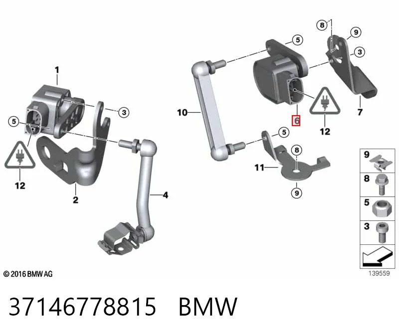 37146778815 BMW Sensor de nivel de carrocería trasero