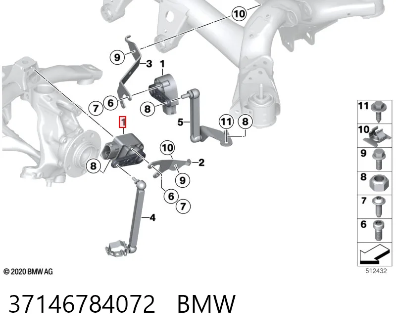 37146784072 BMW Sensor de nivel de carrocería trasero