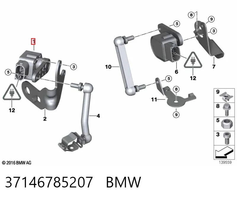 37146785207 BMW Sensor de nivel de carrocería trasero