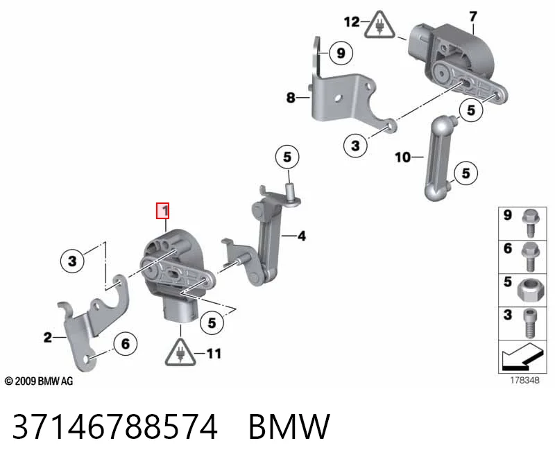 37146788574 BMW Sensor de nivel de carrocería trasero izquierdo