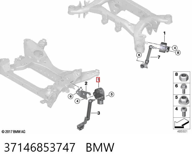37146853747 BMW Sensor de nivel de carrocería delantero