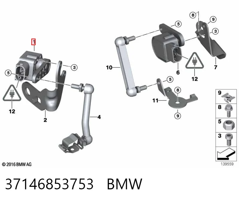 37146853753 BMW Sensor de nivel de carrocería trasero