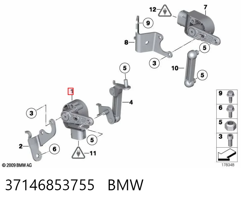 37146853755 BMW Sensor de nivel de carrocería trasero izquierdo