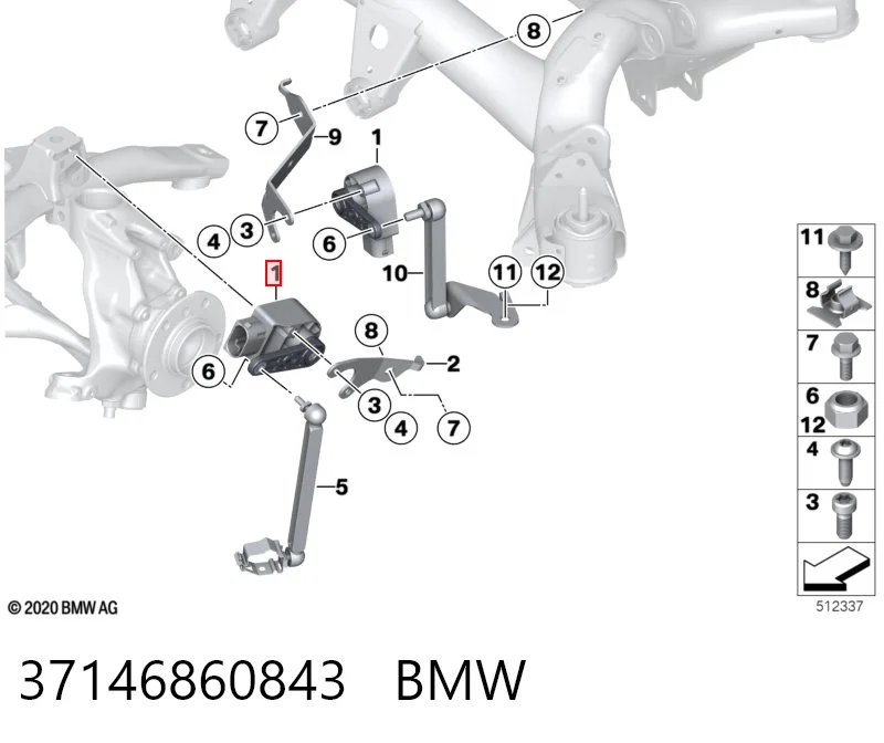 37146860843 BMW Sensor de nivel de carrocería trasero