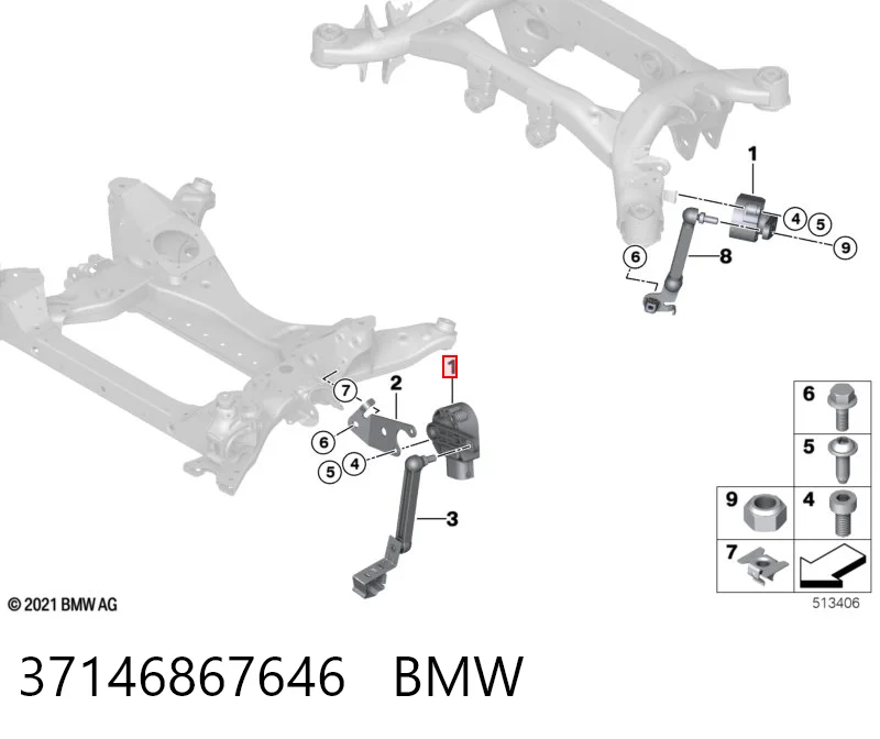 37146867646 BMW Sensor de nivel de carrocería delantero