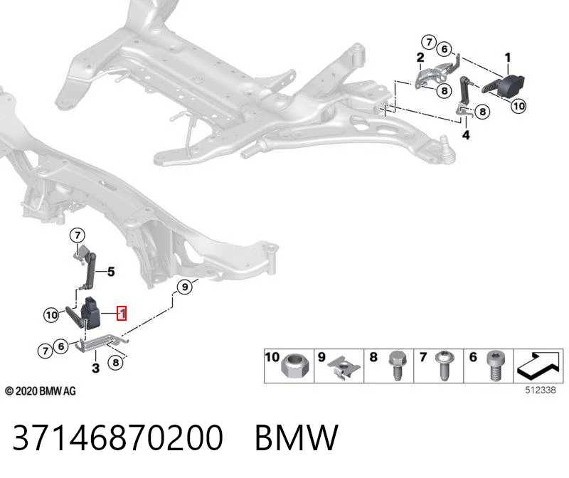 37146870200 BMW Sensor de nivel de carrocería delantero