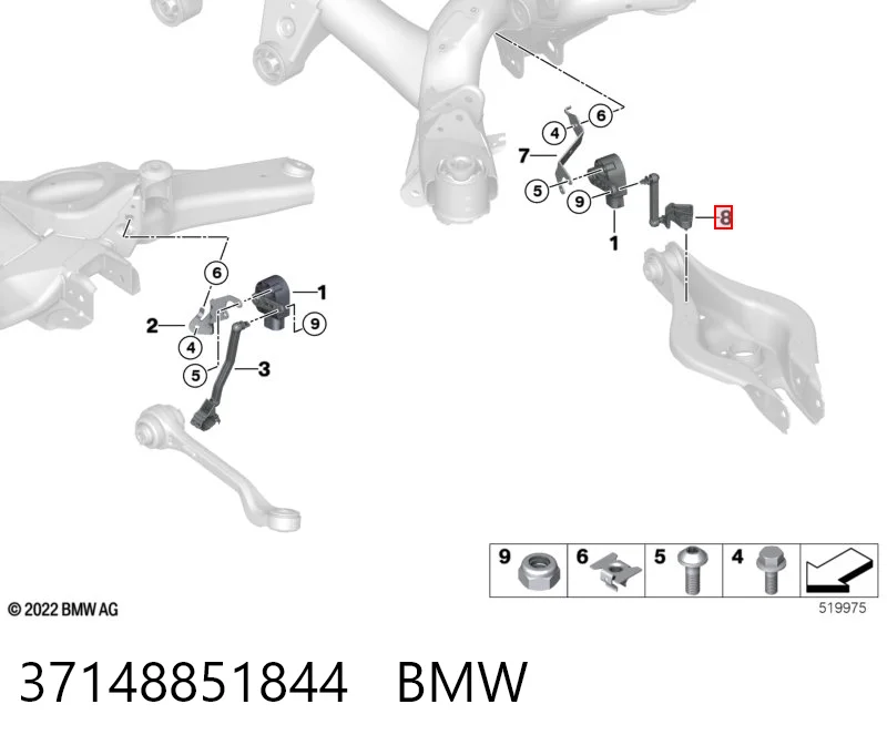 37148851844 BMW Barra trasera del sensor de nivel de carrocería