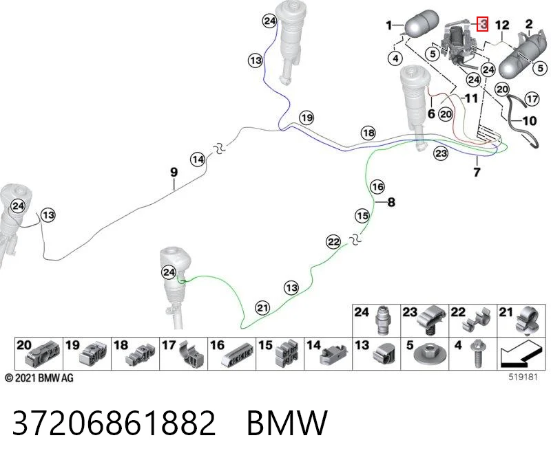 37206861882 BMW Compresor de suspensión neumática