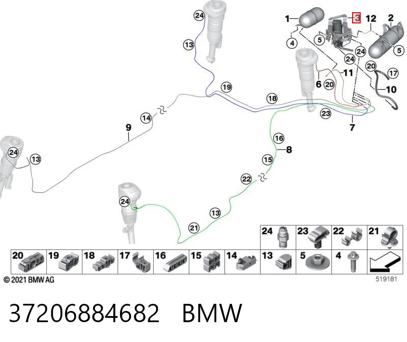 37206884682 BMW Compresor de suspensión neumática