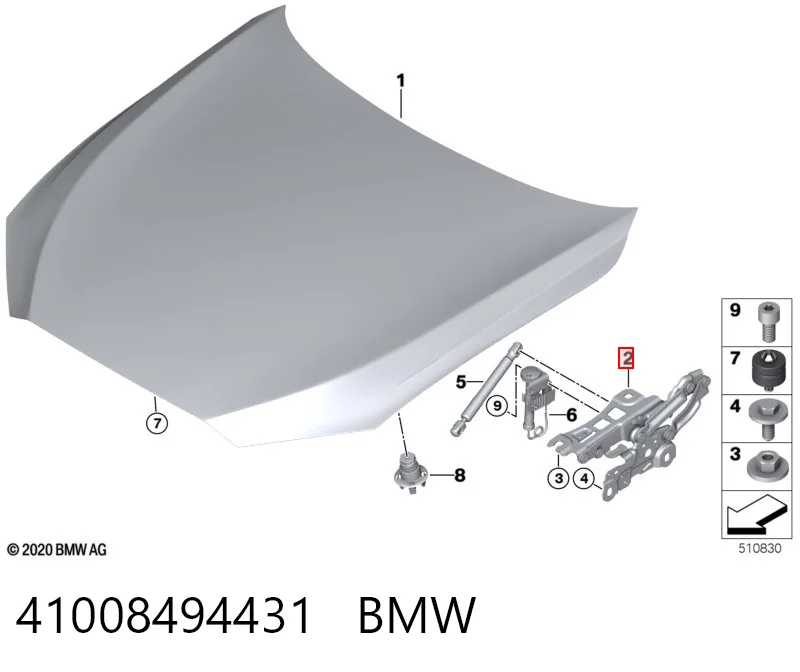 41008494431 BMW Bisagra de capot izquierda