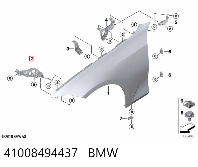 41008494437 BMW Soporte delantero izquierdo para aleta delantera
