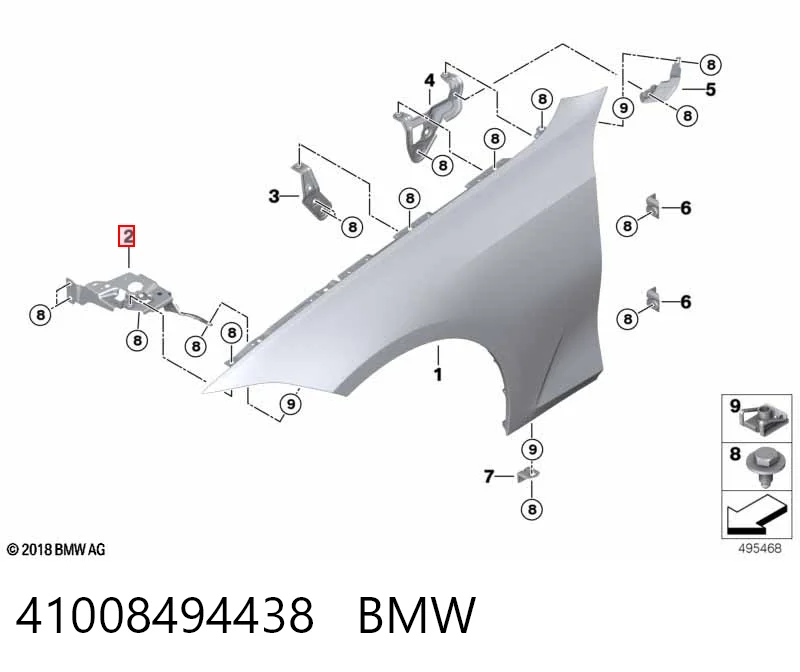 41008494438 BMW Soporte delantero de guardabarros delantero derecho