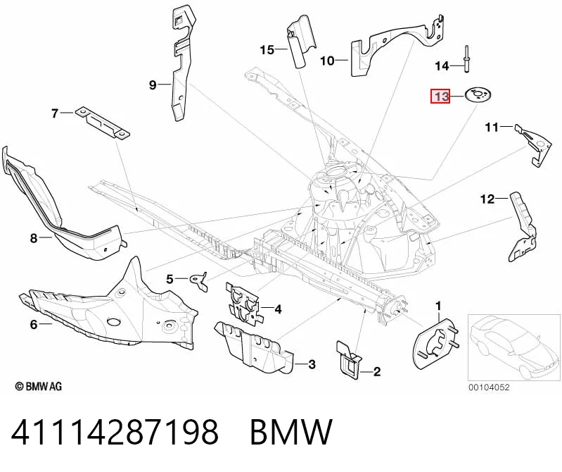 Soporte superior del amortiguador delantero 41114287198 BMW
