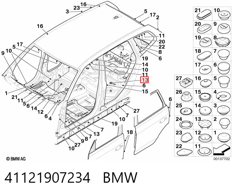 Juego de reparación del cilindro maestro de freno 41121907234 BMW