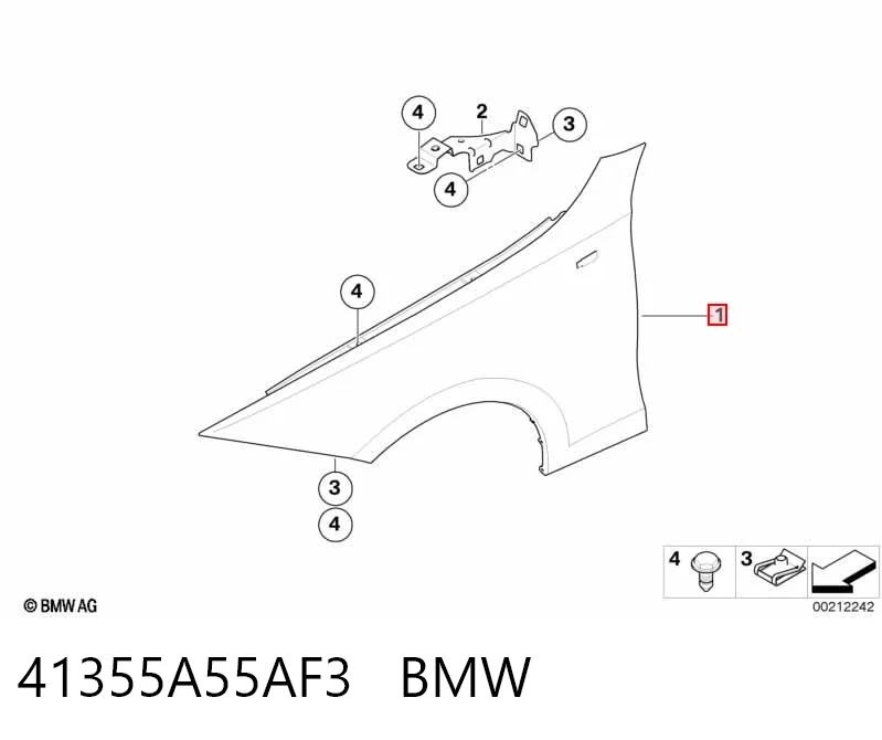 41355A55AF3 BMW Aleta delantera izquierda