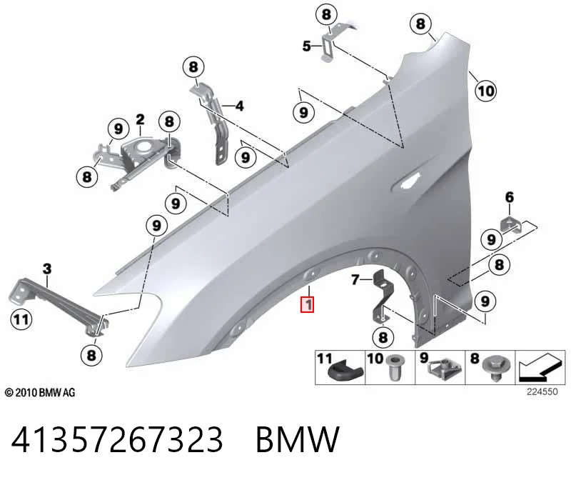 Aleta delantera izquierda BMW X3  (2010-2017)