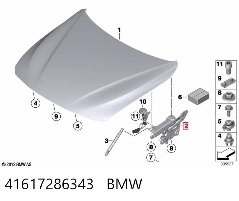 41617286343 BMW Bisagra de capot izquierda