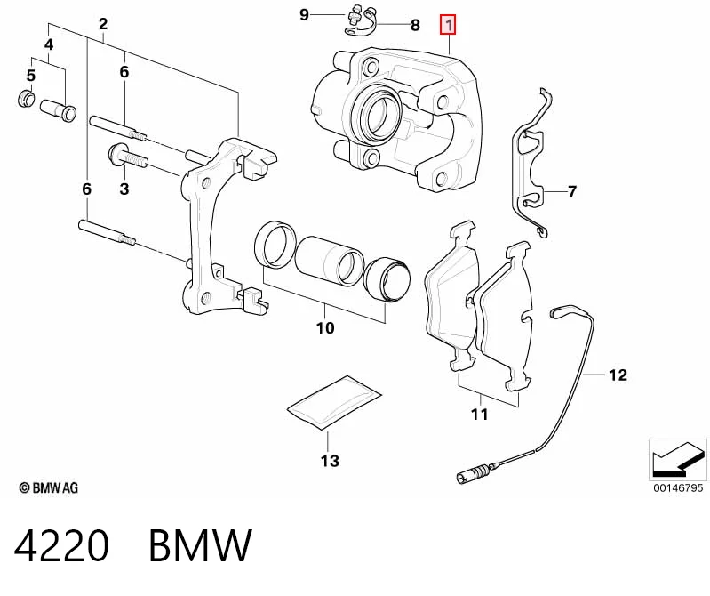4220 BMW Pinza de freno trasera izquierda