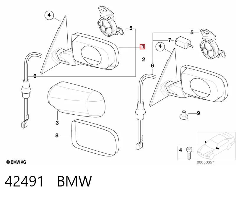 42491 BMW Espejo retrovisor izquierdo