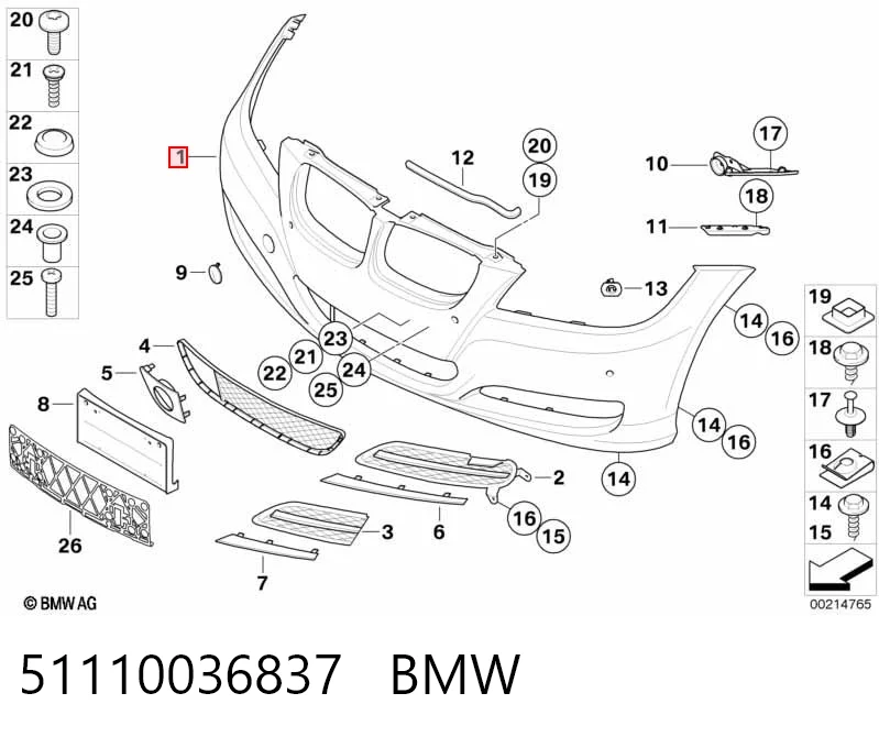 Parachoques delantero 51110036837 BMW