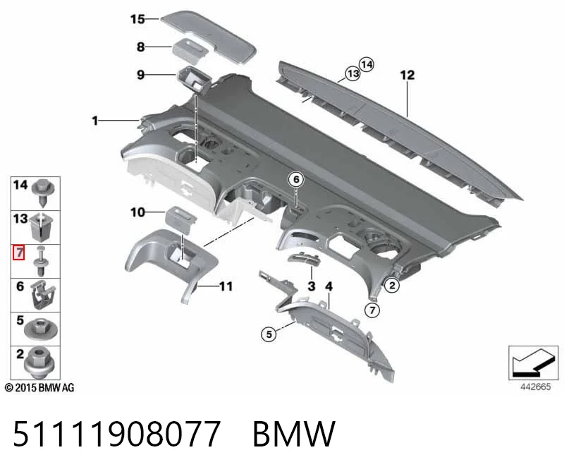 51111908077 BMW Clip de fijación del guardabarros delantero
