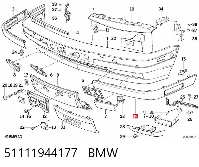 51111944177 BMW Listón embellecedor/protector, parachoque delantero izquierdo