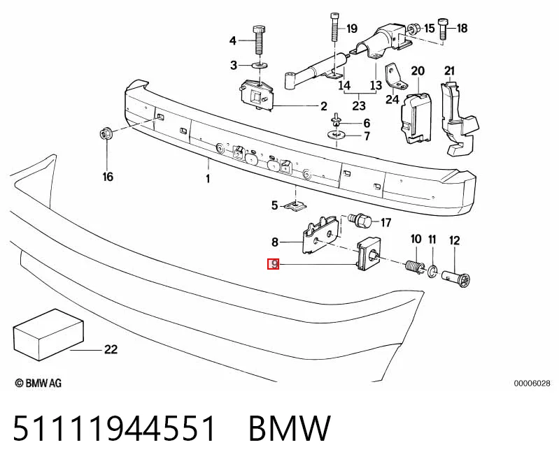 51111944551 BMW Guía del parachoques delantero