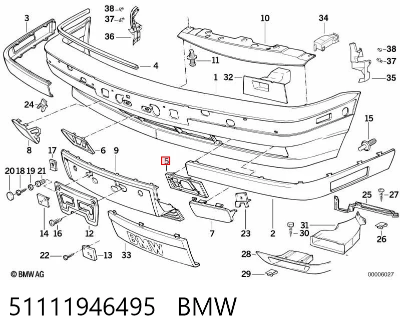  Tapa del enganche de remolcado delantera BMW 5 