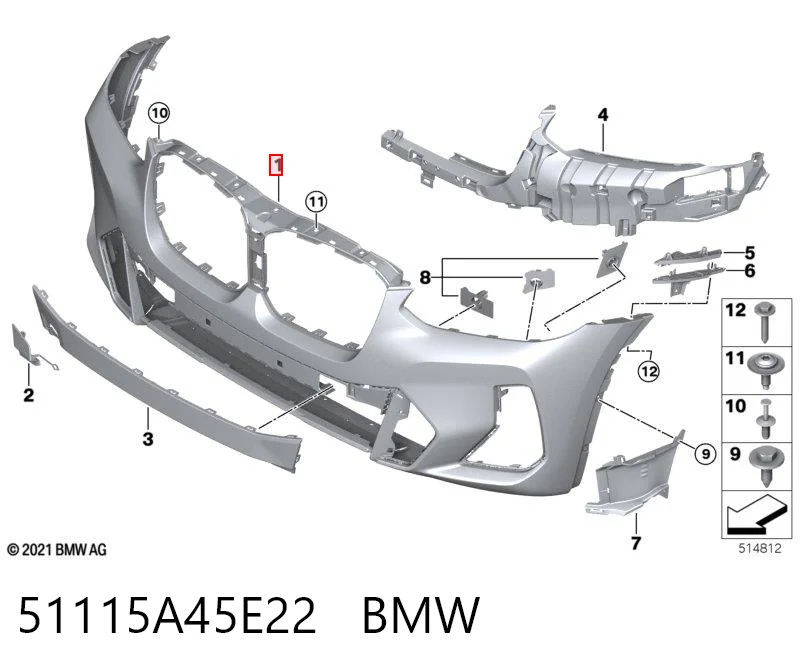 51115A45E22 BMW Paragolpes delantero