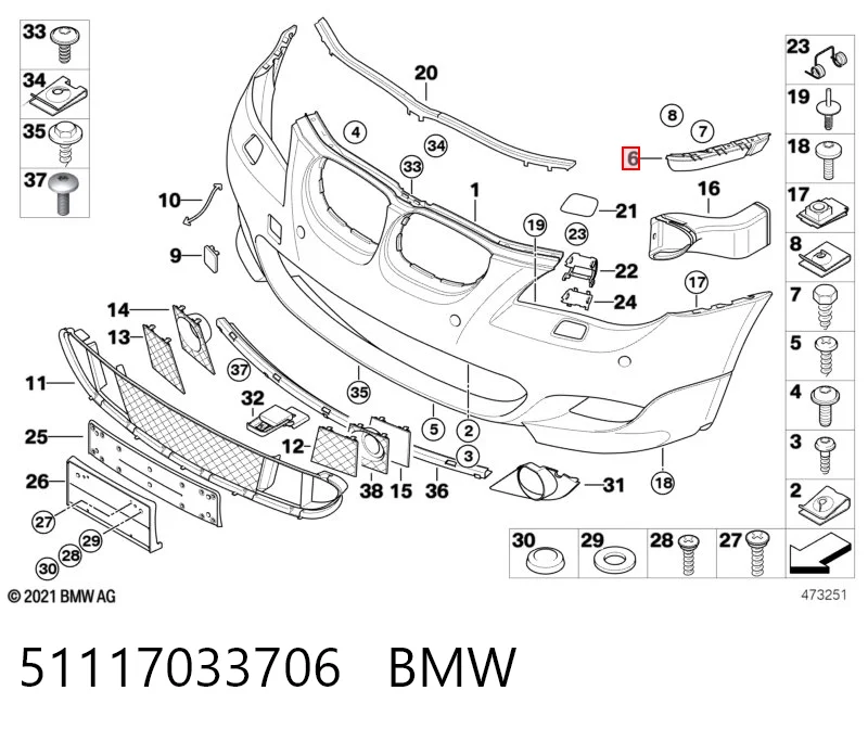 51117033706 BMW Soporte de parachoques delantero derecho
