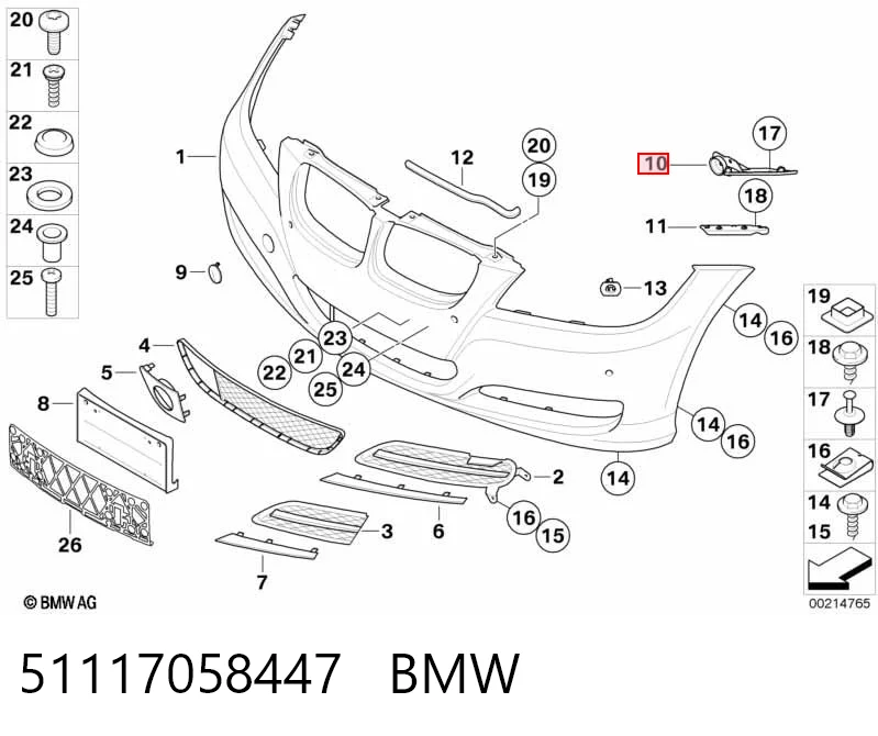 51117058447 BMW Soporte delantero izquierdo para aleta delantera