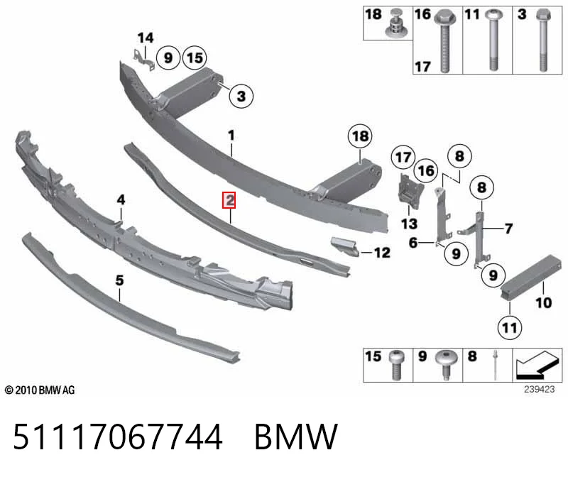 Refuerzo parachoque delantero para BMW 7  F01, F02, F03, F04
