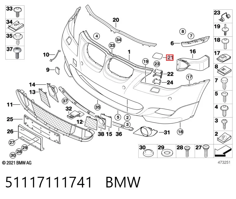 51117111741 BMW Tapa de boquilla lavafaros delantero
