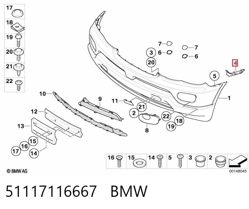51117116667 BMW Soporte de parachoques delantero izquierdo