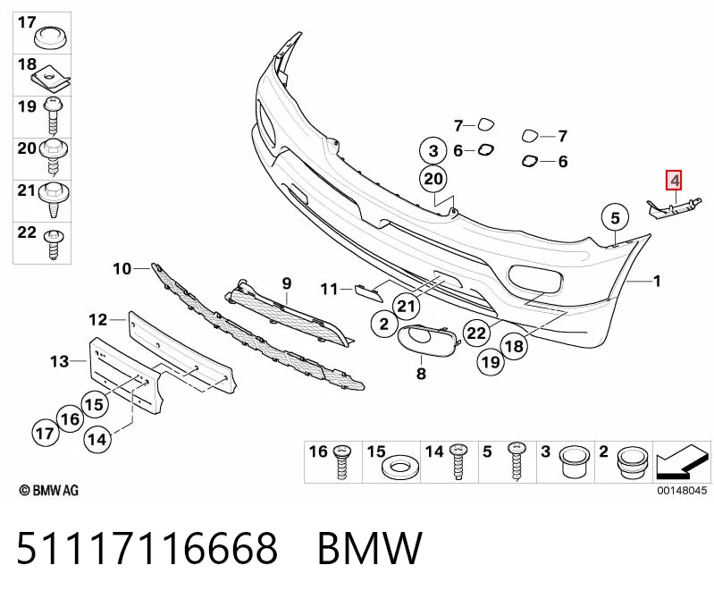 51117116668 BMW Soporte de parachoques delantero derecho